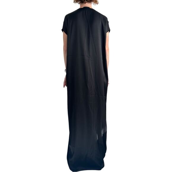 The Row Double Silk Satin Dress size S Flowy Waterfall front Black - Picture 7 of 12
